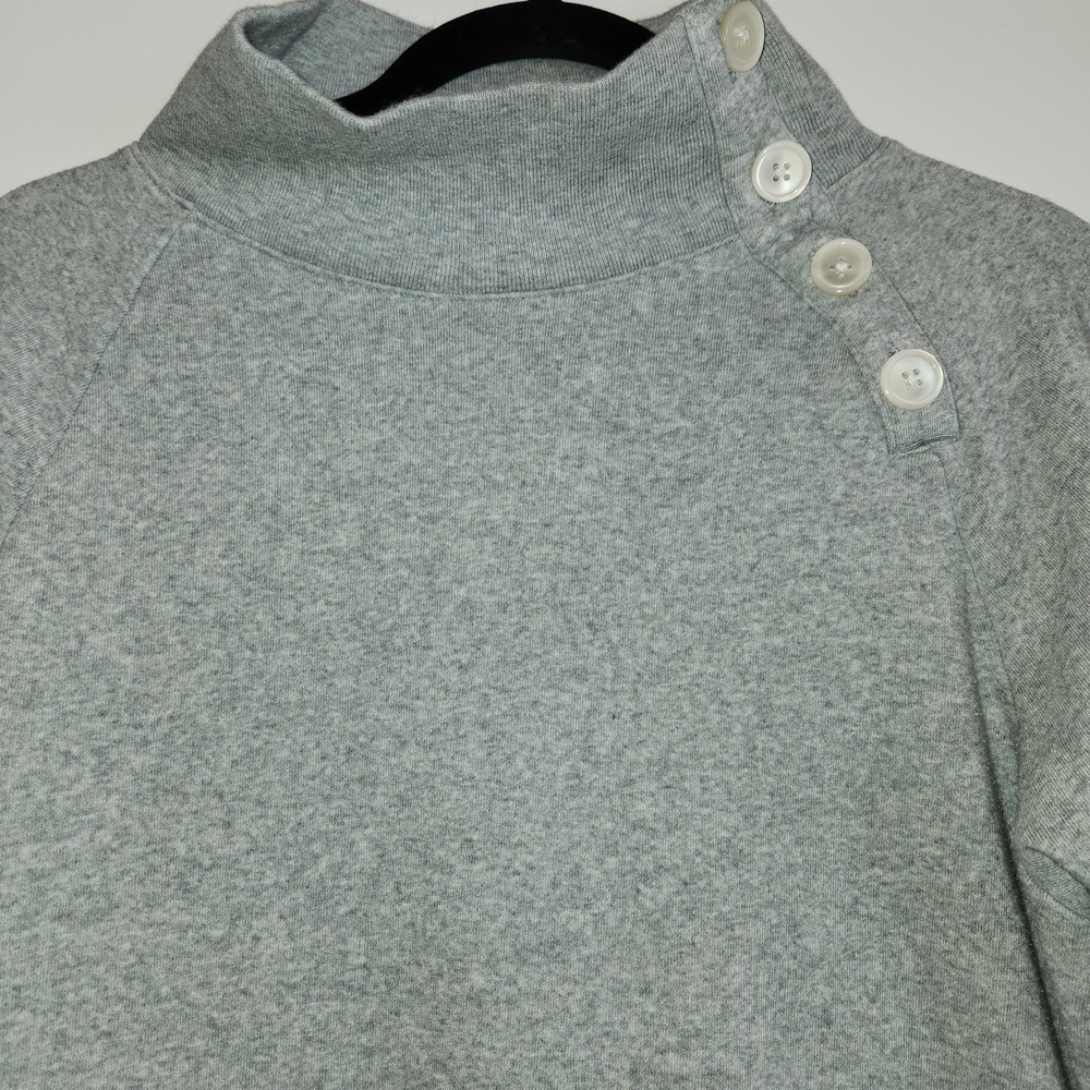 J. Crew Factory Light Gray Button Detail Mock Neck Sweatshirt Size S Super Soft - Picture 4 of 7